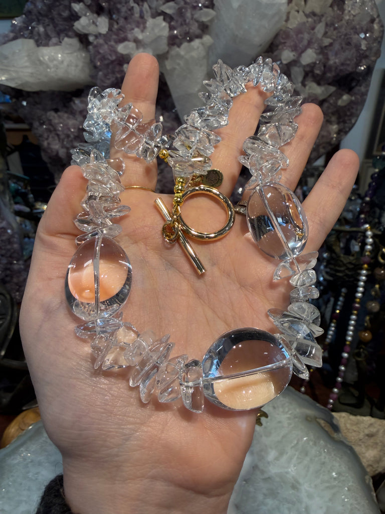 Beautiful quartz ice nugget gemstone necklace