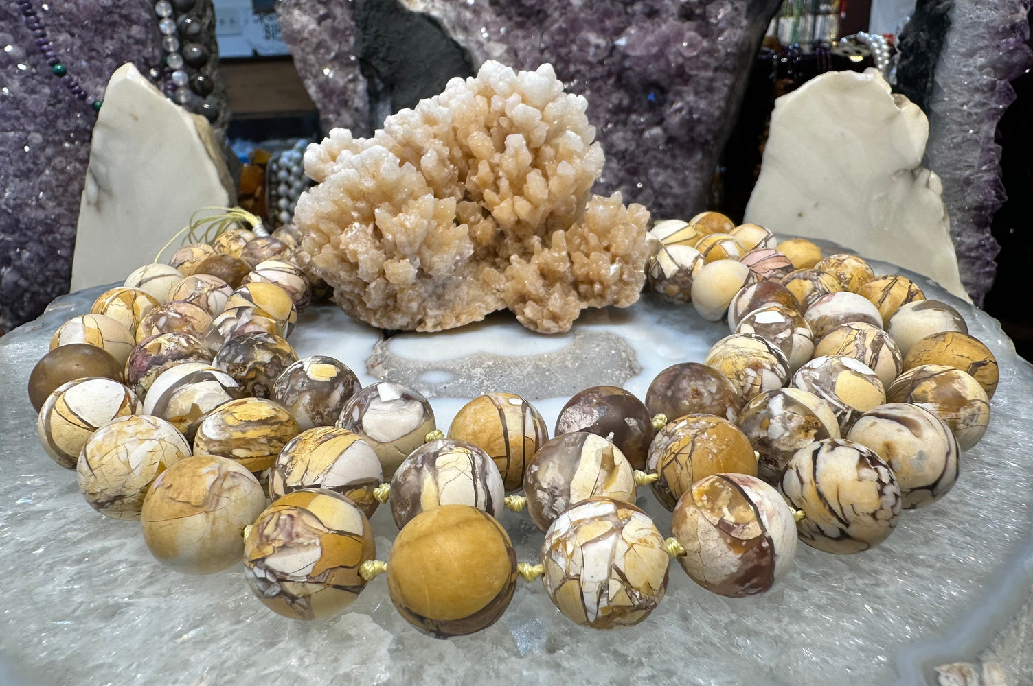 Breciated mookaite matte 15mmgemstones beads
