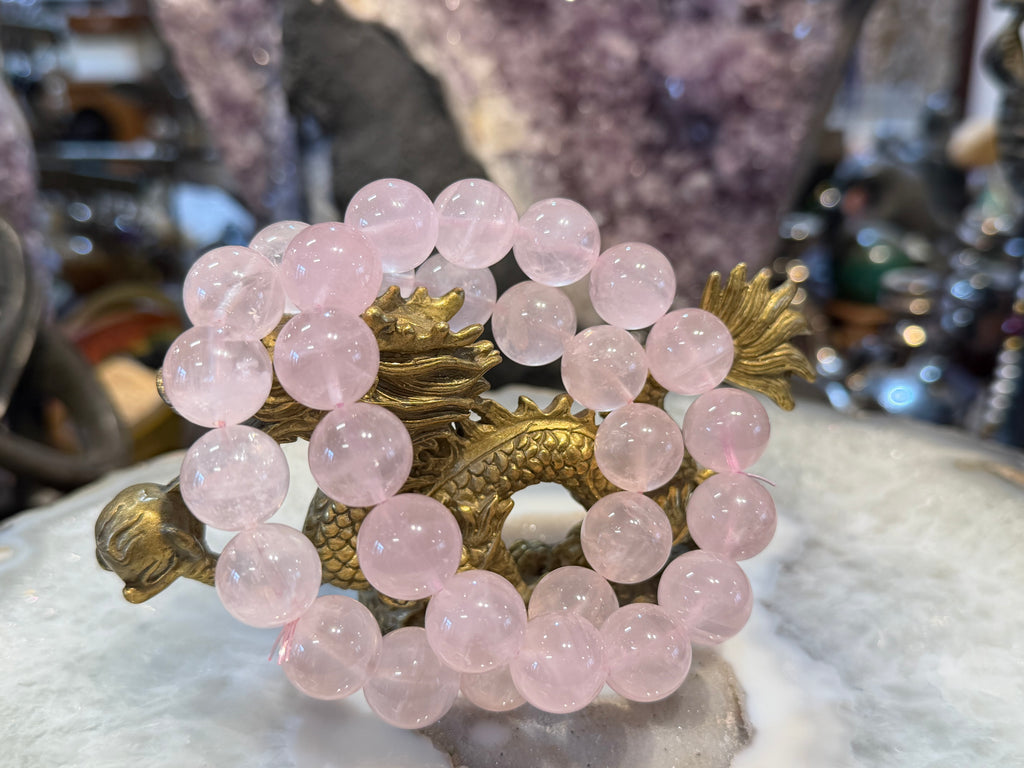 Stunning Madagascar Rose Quartz 14mm round gemstone bracelet