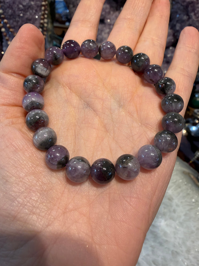 Auralite with cacoxenite 9mm gemstone bracelet