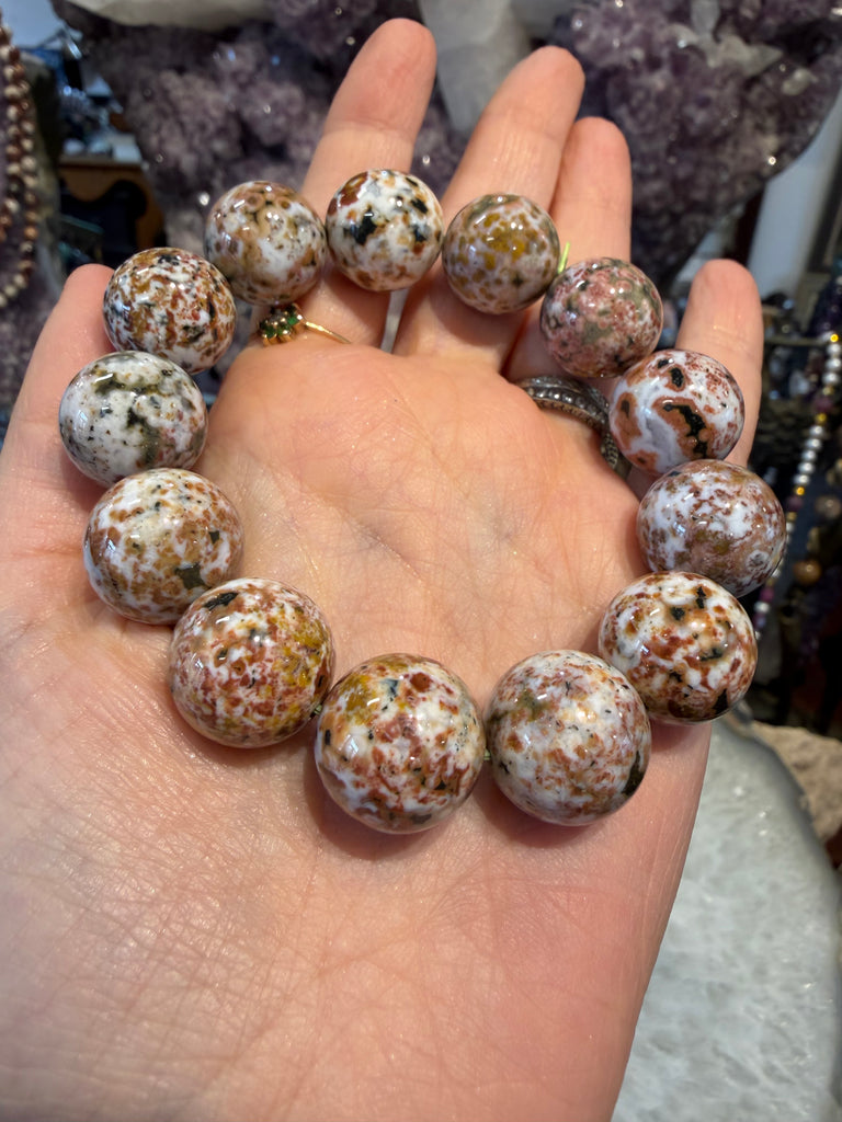 Amazing Ocean jasper 16mm Round gemstone bracelet #1