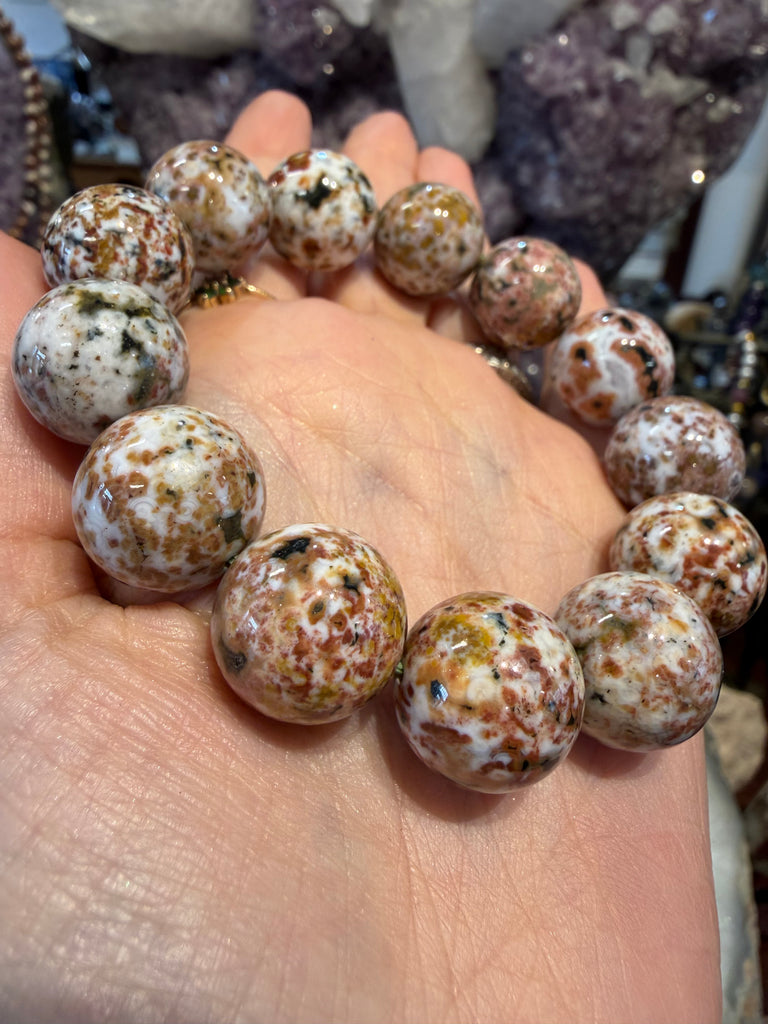 Amazing Ocean jasper 16mm Round gemstone bracelet #1