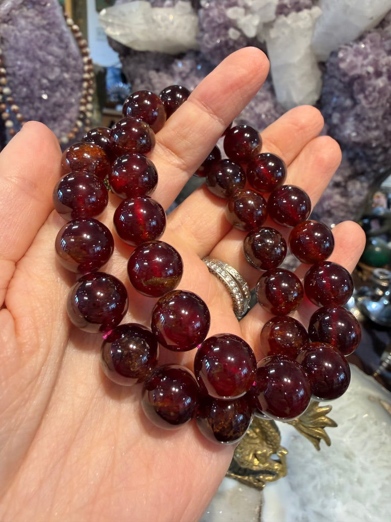 Hessonite Garnet 12mm Round Gemstone Beads