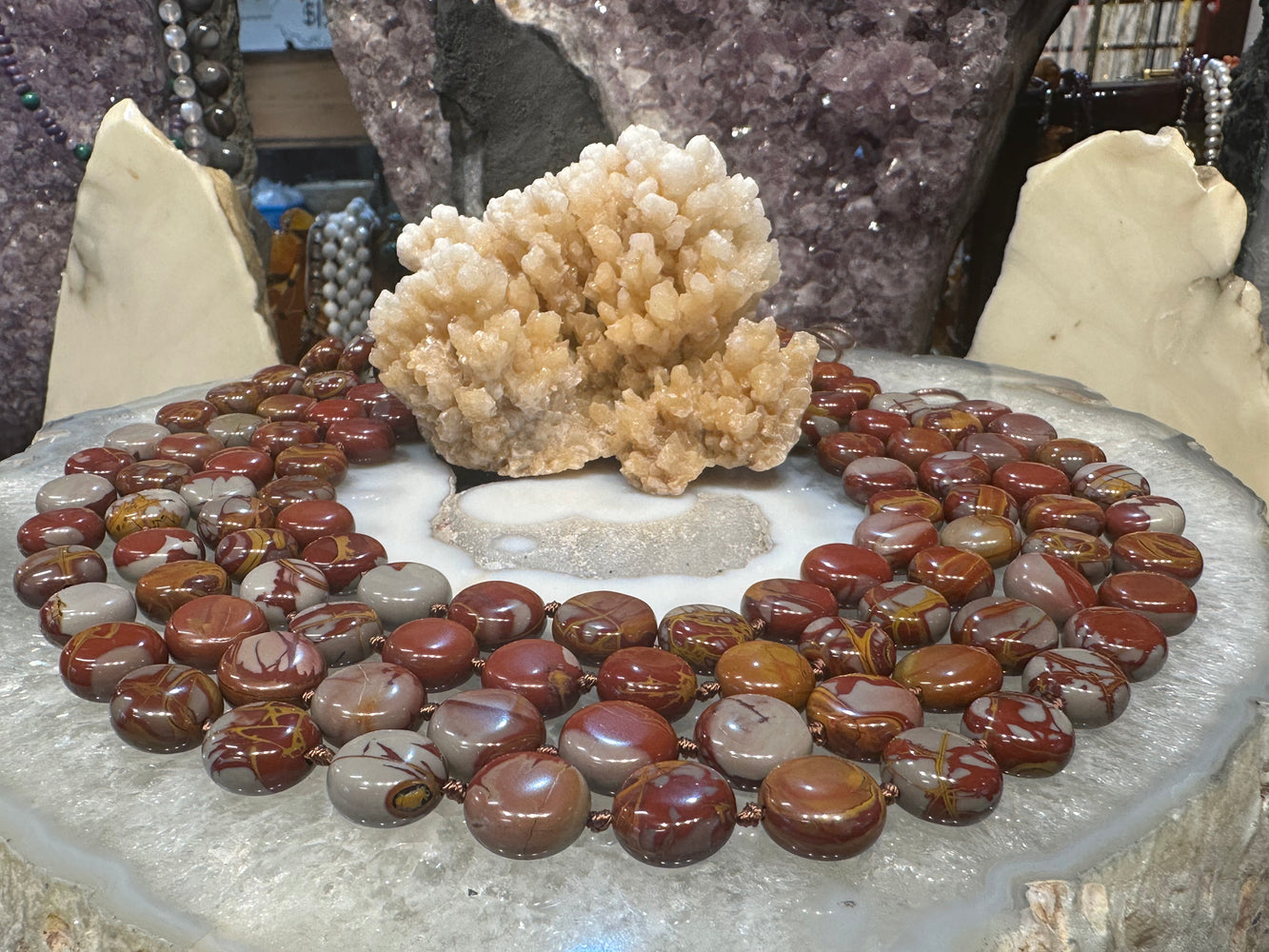 Noreena jasper 13mm coin gemstones beads