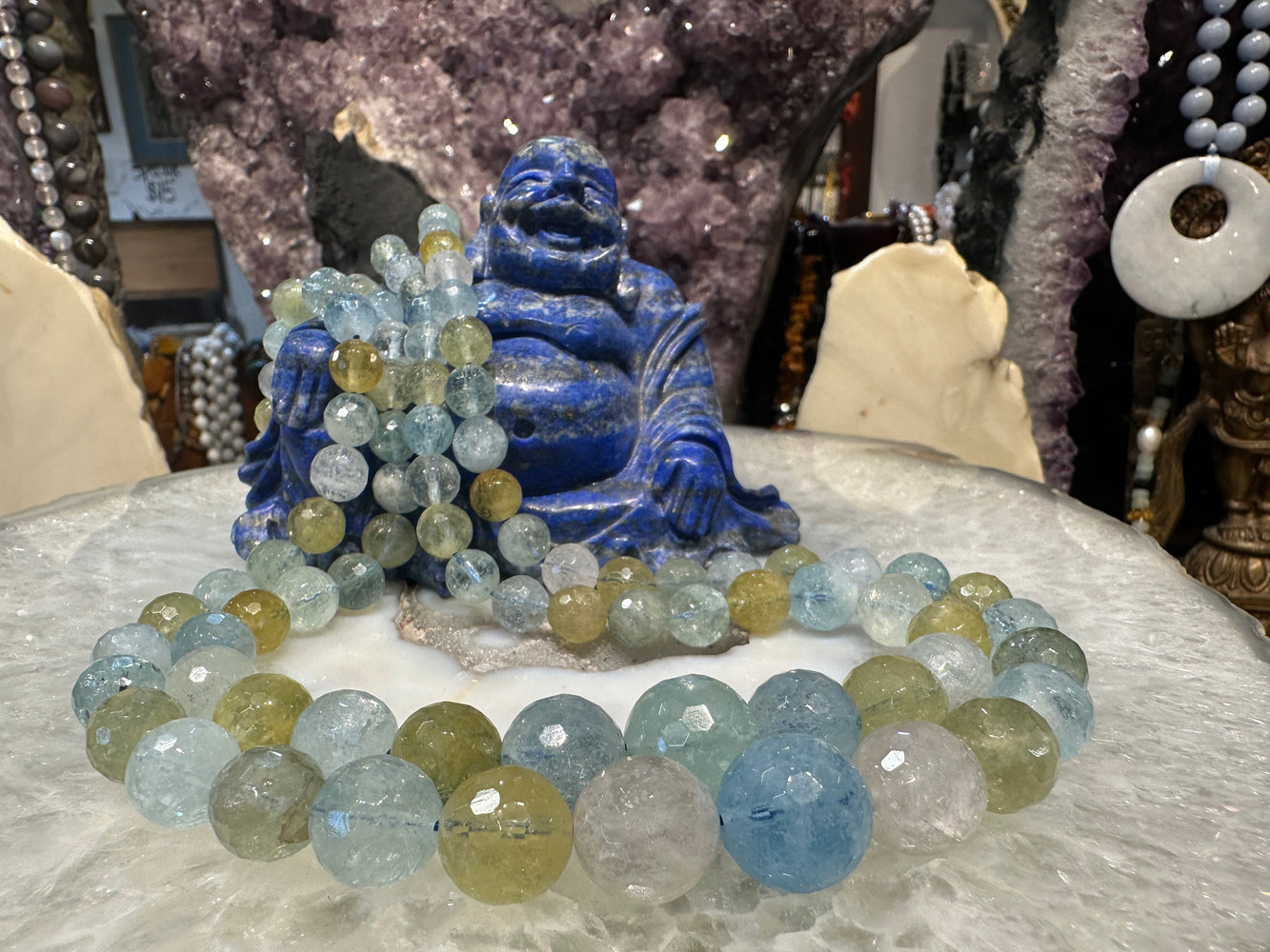 Gorgeous aquamarine faceted 7-15mm graduated gemstones beads