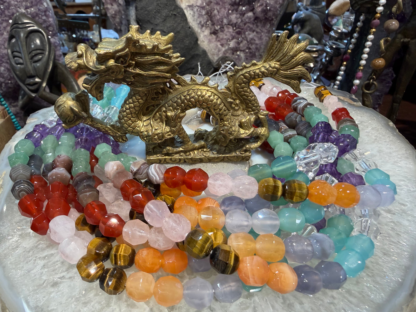 Multicolour faceted 10mm gemstones beads