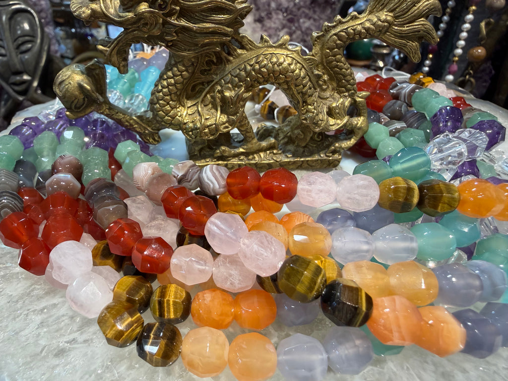 Multicolour faceted 10mm gemstones beads