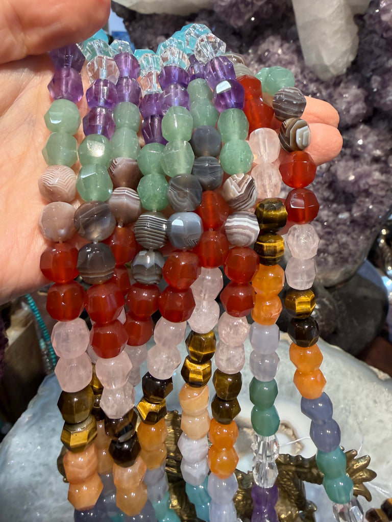 Multicolour faceted 10mm gemstones beads