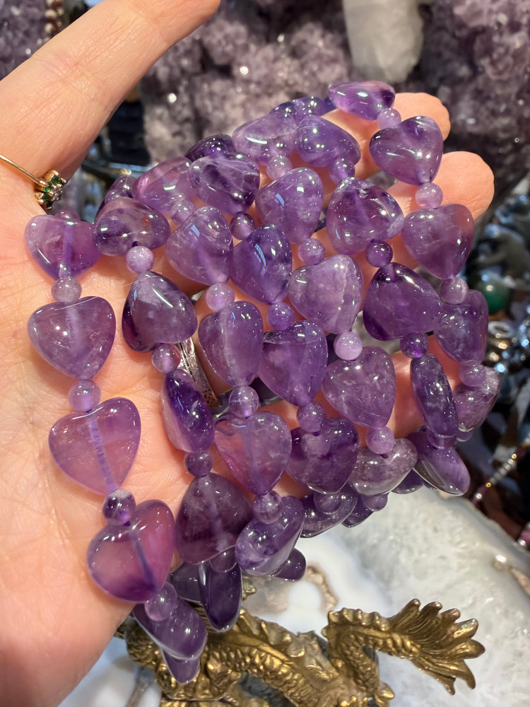 Lavender amethsyt heart gemstone bracelet