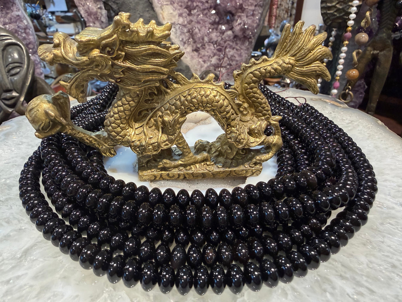 Black onyx 8mm rondelle gemstones beads