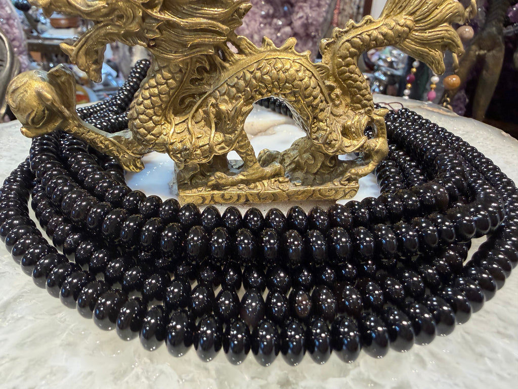 Black onyx 8mm rondelle gemstones beads