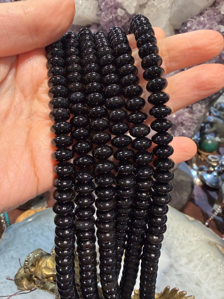 Black onyx 8mm rondelle gemstones beads