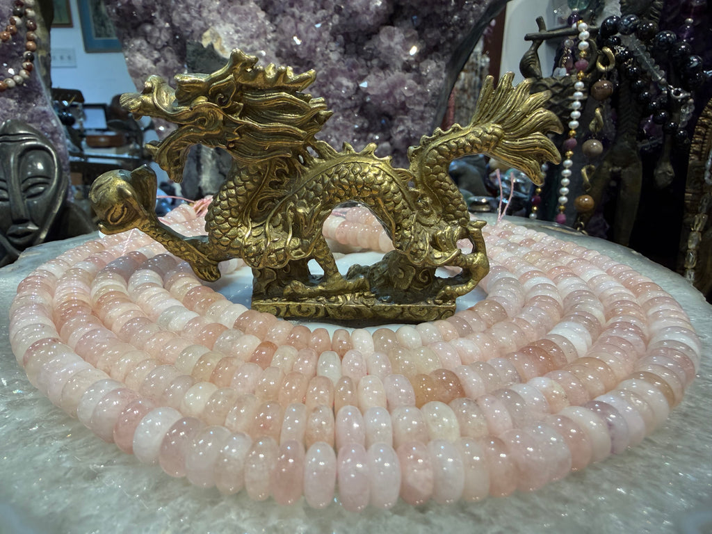 Morganite 10mm smooth rondelle gemstone beads