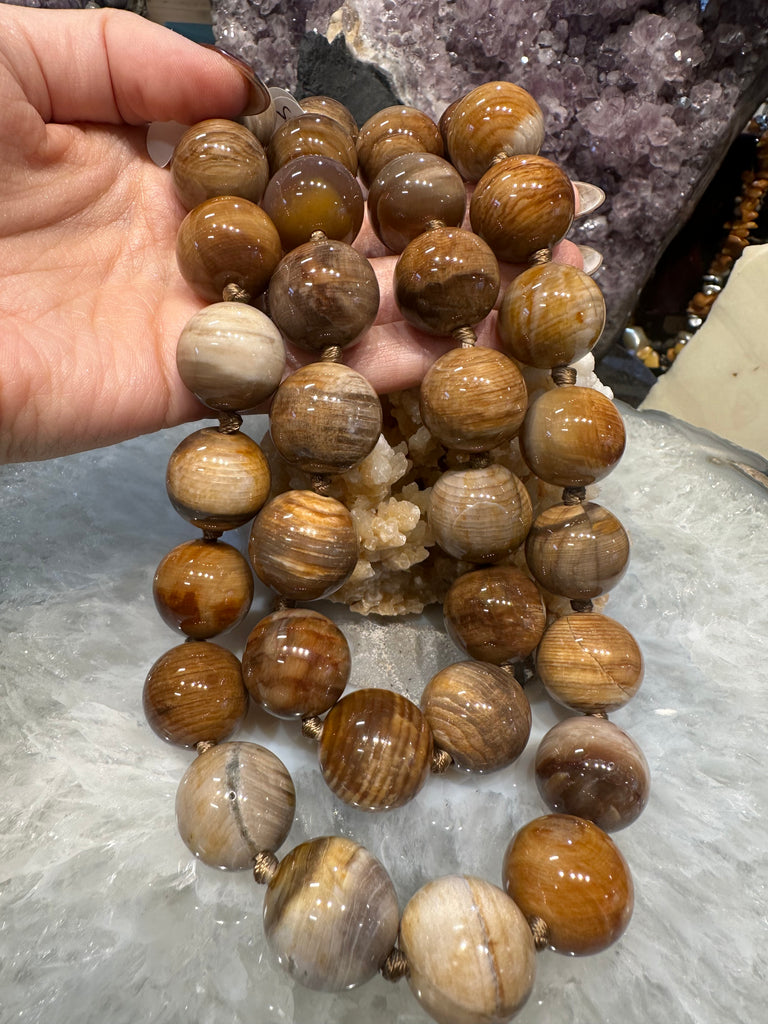 Wood fossil 19mm round gemstones beads