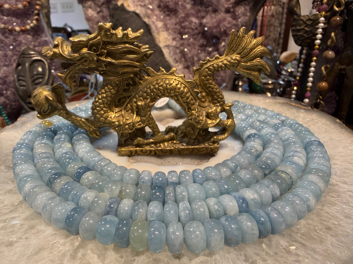 Aquamarine 10mm smooth rondelle gemstone beads