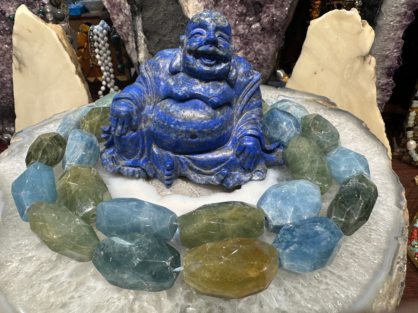 Gorgeous Huge aquamarine blue green faceted cut gemstones beads