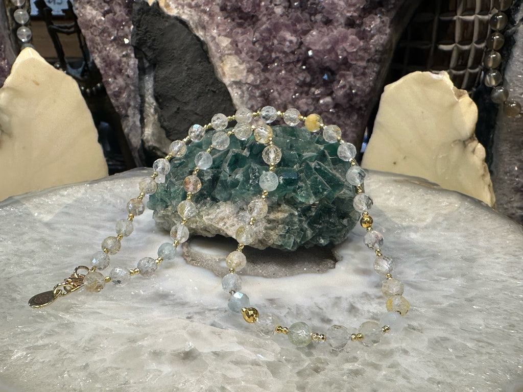 Sparkling Natural Topaz Faceted Gemstone Necklace