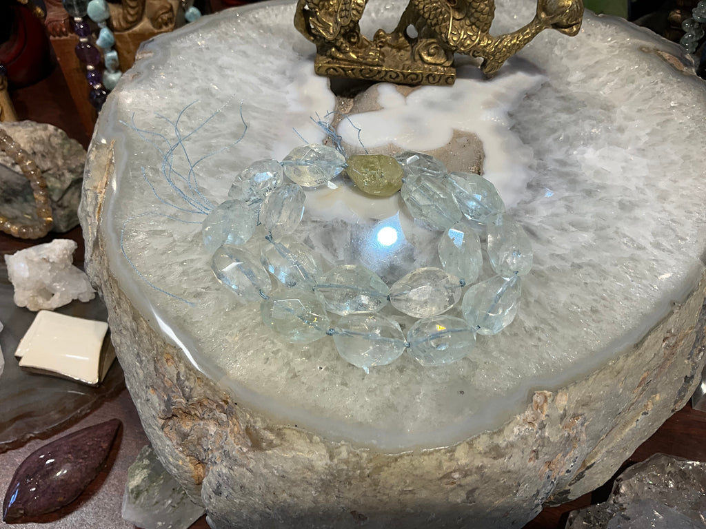 Stunning Rare Gem Water Aquamarine Goshenite Faceted Nugget Gemstone Beads