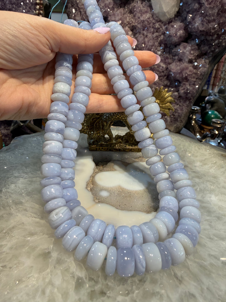 Superb Blue lace agate cylinder 13mm gemstone beads