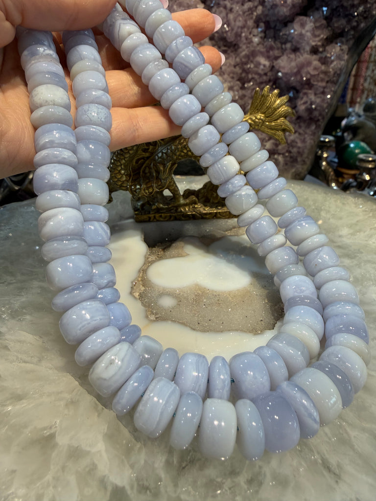 Superb Blue lace agate cylinder 13mm gemstone beads