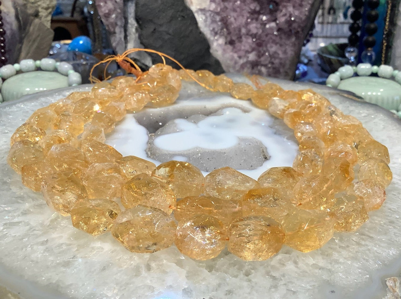 Stunning Deep Honey Natural Citrine Faceted Nugget Gemstone Beads
