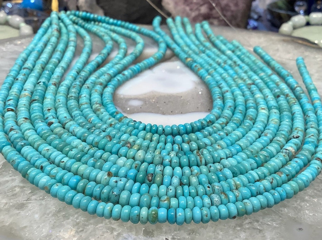 5mm Aqua Blue Turquoise Gemstone Rondelle Beads