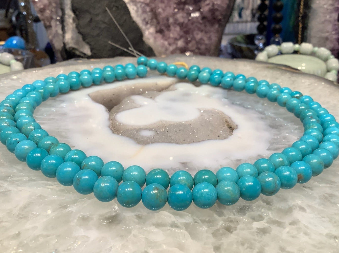 8mm Blue Turquoise Gemstone Round Beads