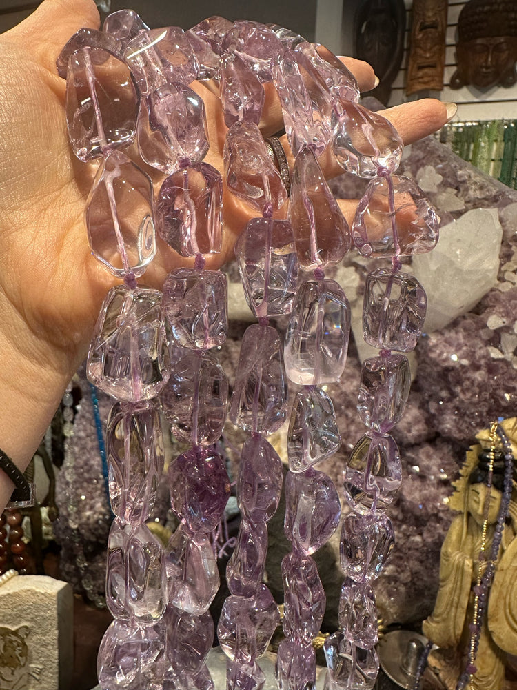 Stunning Purple Amethyst chiseled cut ice nugget gemstone beads