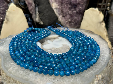 8mm Natural Aqua Apatite Round Gemstone Beads
