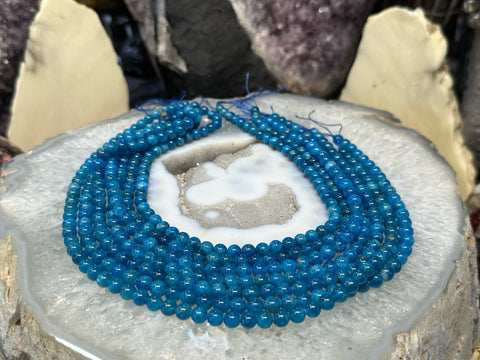 6mm Natural Aqua Apatite Round Gemstone Beads