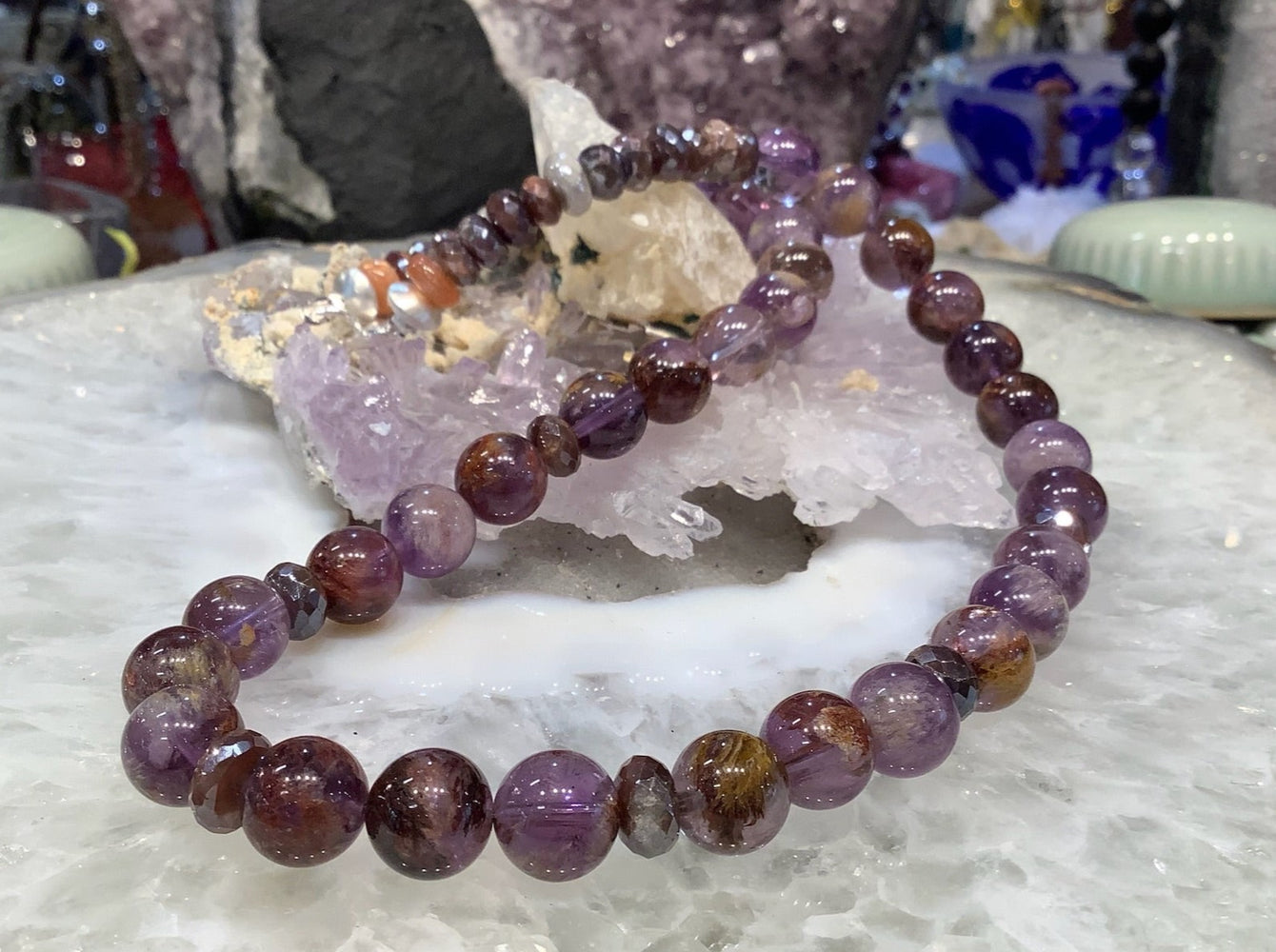 Amethyst with Auralite & Moonstone Gemstone Necklace