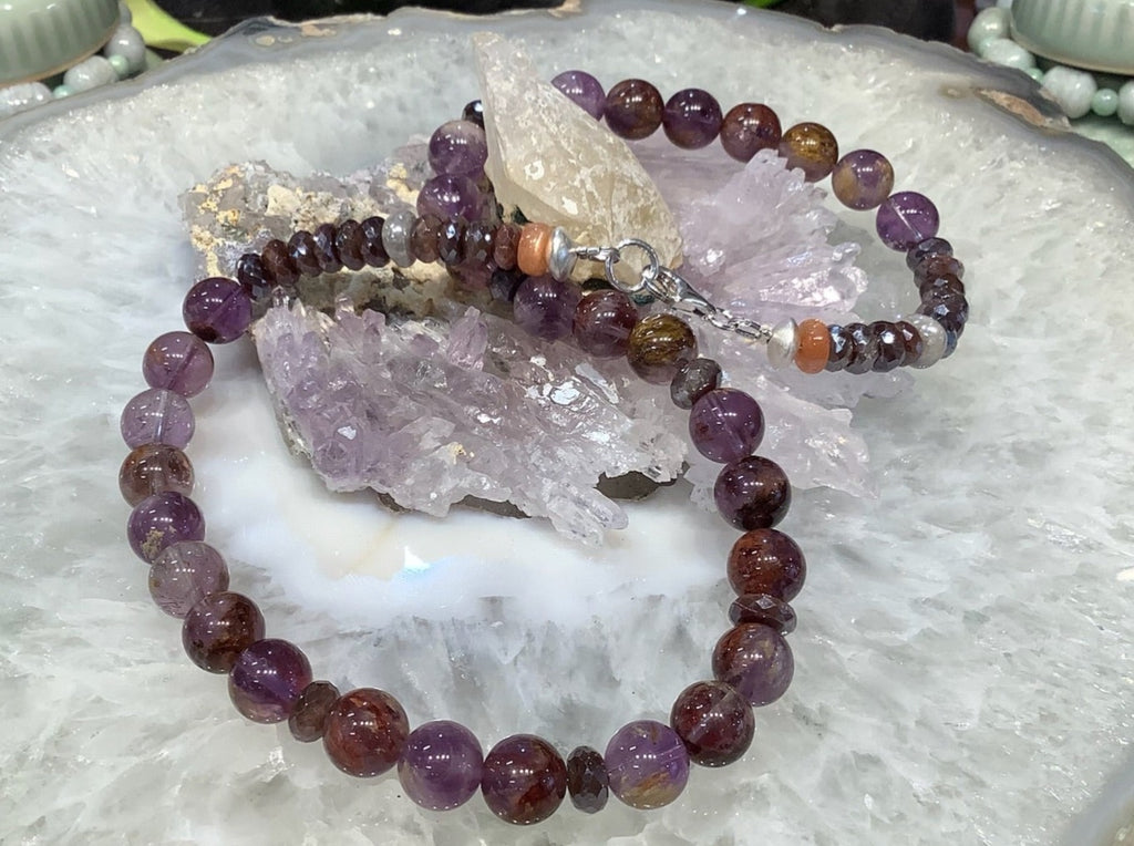 Amethyst with Auralite & Moonstone Gemstone Necklace