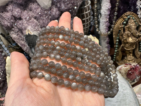 6mm Taupe Brown Moonstone Round Gemstone Beads - Stunning Chatoyance