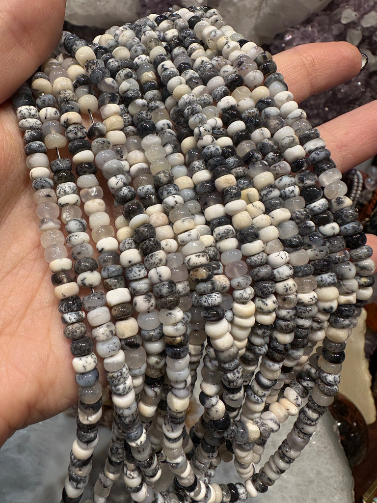 Dendrite opal 5mm smooth rondelle gemstone beads