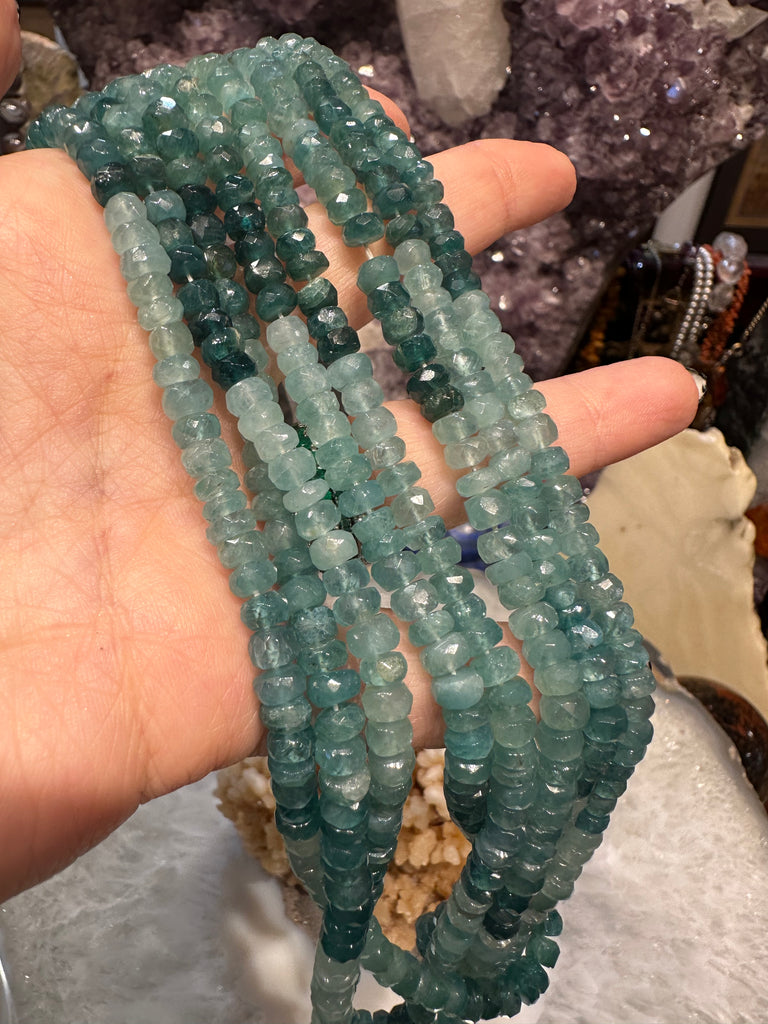 Stunning Grandidierite 6mm faceted rondelle gemstones beads
