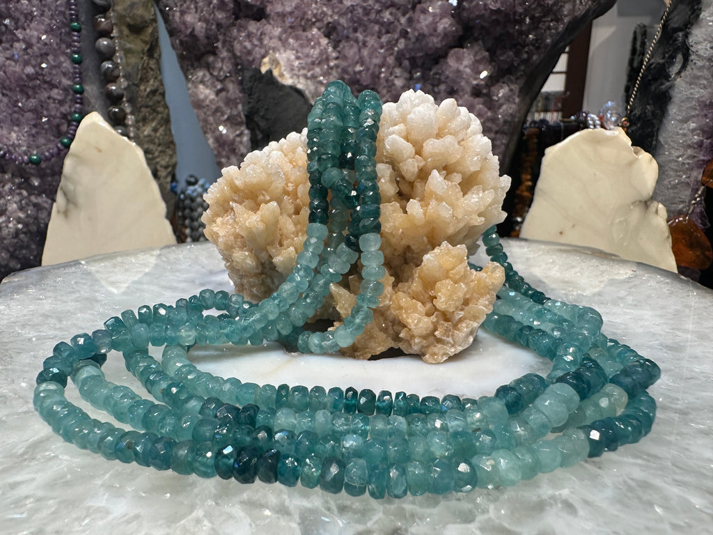 Stunning Grandidierite 6mm faceted rondelle gemstones beads