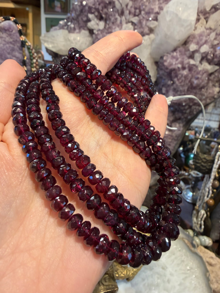 Stunning Natural Rhodolite Garnet Faceted Rondelles Beads