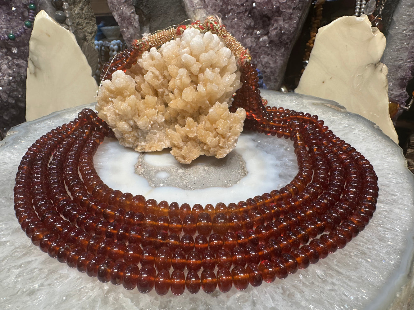 Hessonite garnet 6-8mm smooth rondelle gemstone
