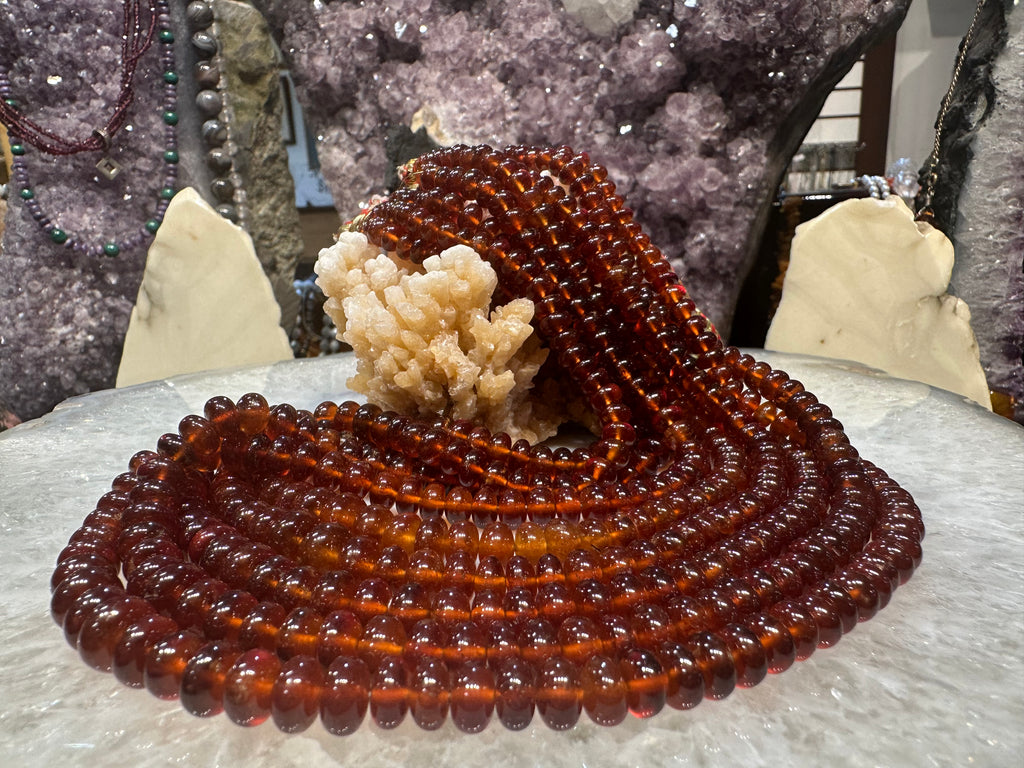 Hessonite garnet 6-8mm smooth rondelle gemstone
