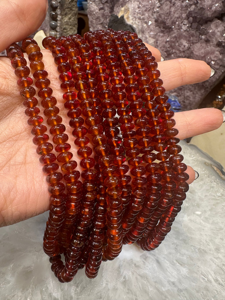 Hessonite garnet 6-8mm smooth rondelle gemstone