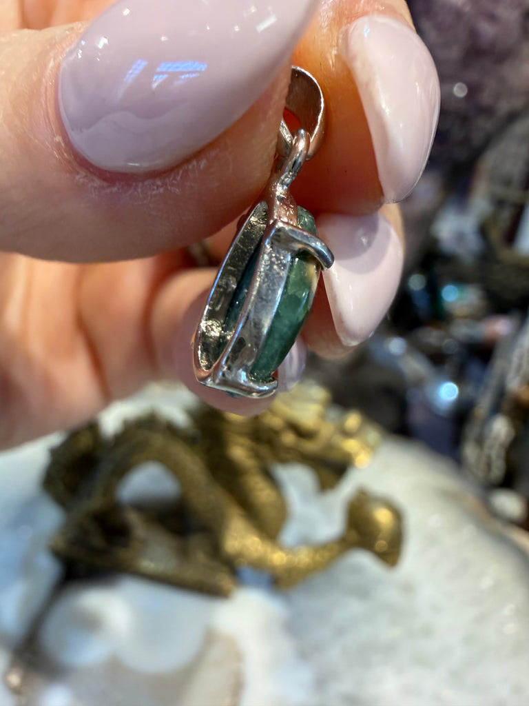 Faceted Bevel Cut Ocean Jasper Sterling Silver Pendant