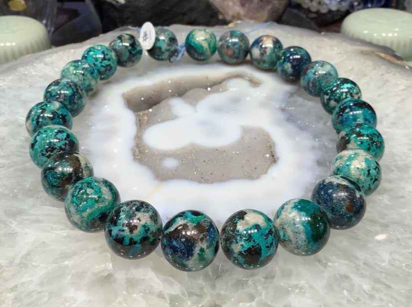 Stunning Natural 18mm Aqua Blue Chrysocolla Round Gemstone Beads