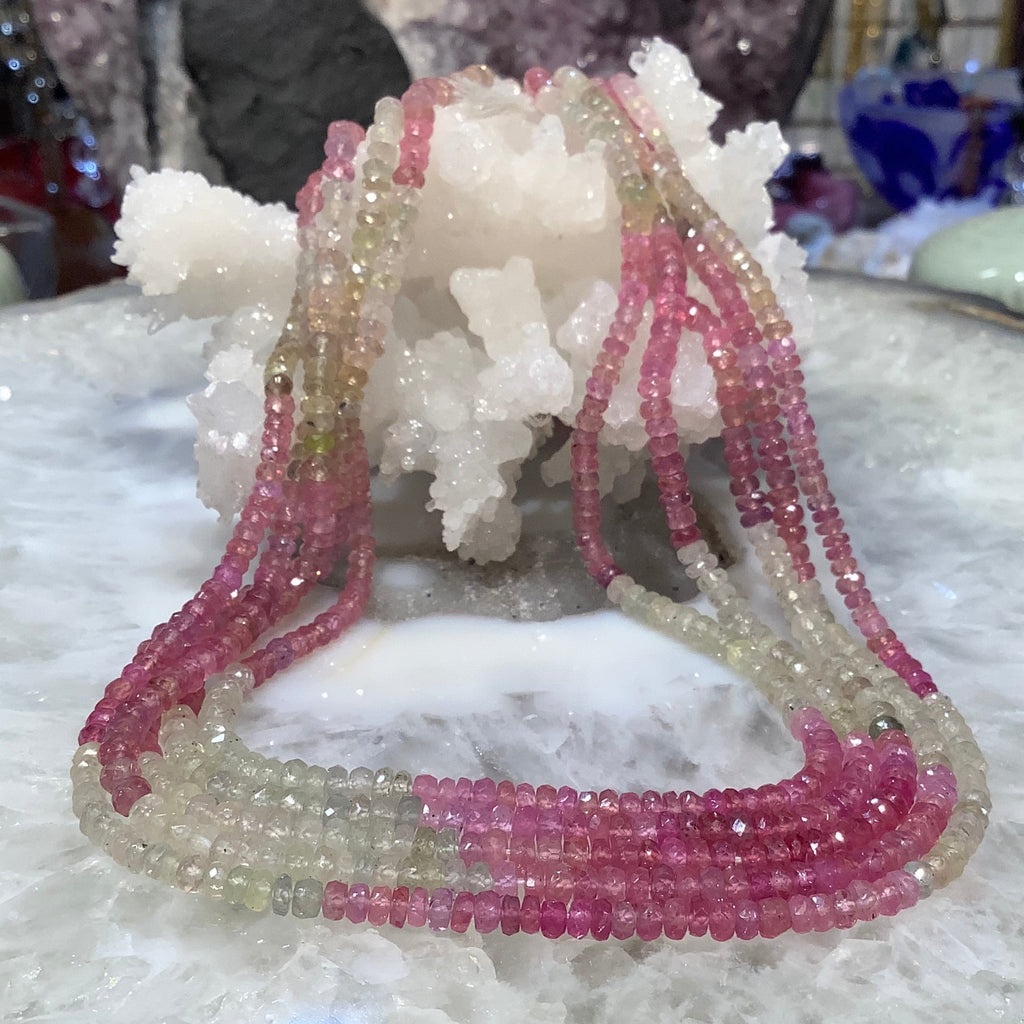 Stunning Natural Pink Green Umba Sapphire Faceted Cut Gemstone Rondelle Beads