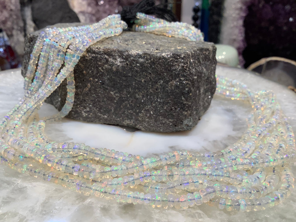 Stunning Ethiopian welo opal rondelle gemstone beads