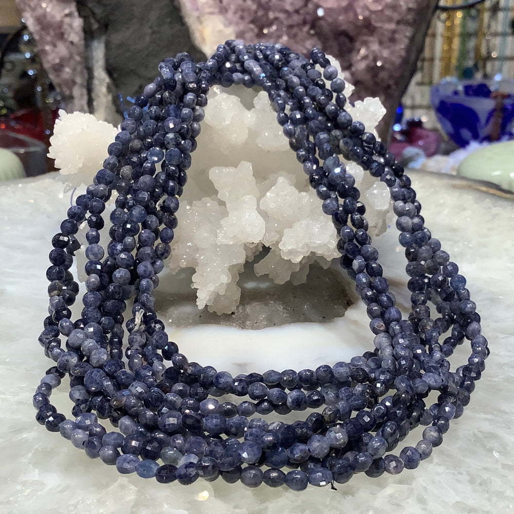 4mm Natural Blue Sapphire Faceted Coin Gemstone Beads