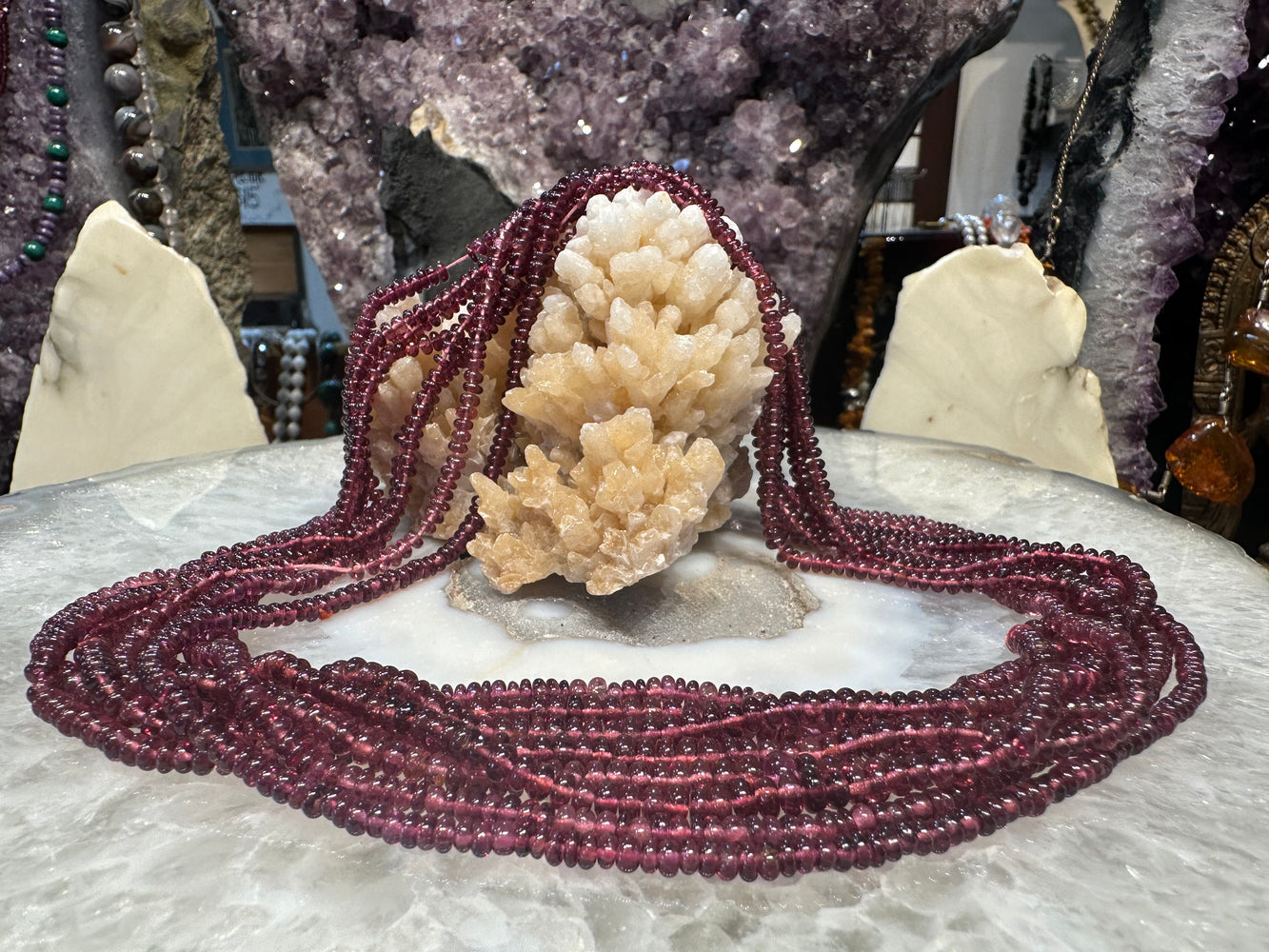 Rhodolite garnet smooth rondelle 3-4mm gemstone Beads