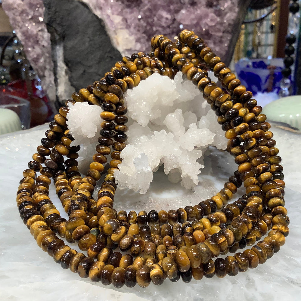 6mm Brown Tiger Eye Rondelle Gemstone Beads