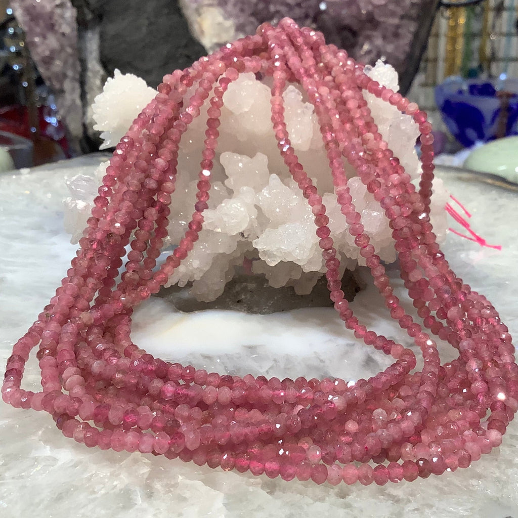 3x2mm Natural Pink Rubellite Tourmaline Faceted Gemstone Beads