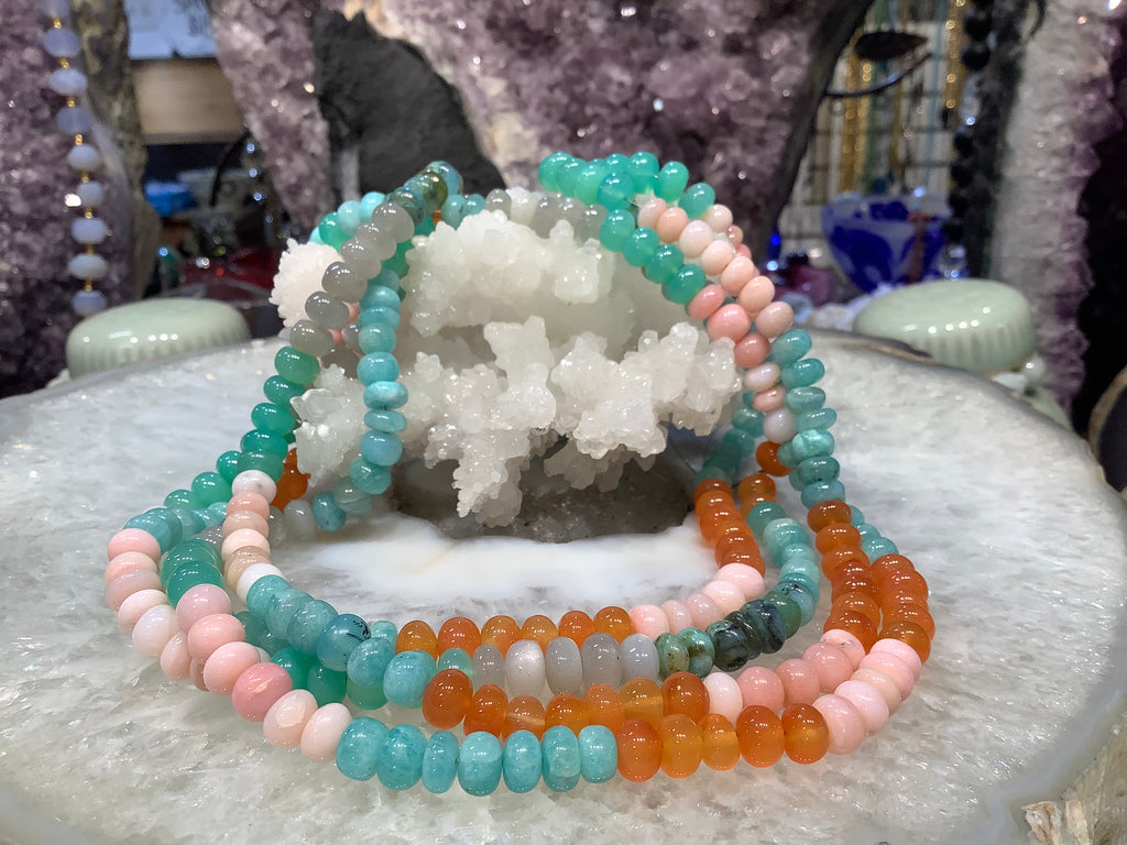 Beautiful Natural Mixed Opal, Chrysoprase, Amazonite, Carnelian Gemstone Strand