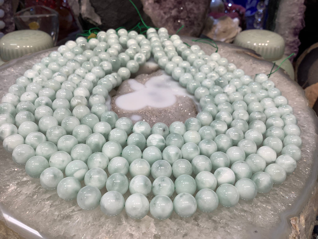 Green angelite 10mm round gemstone beads